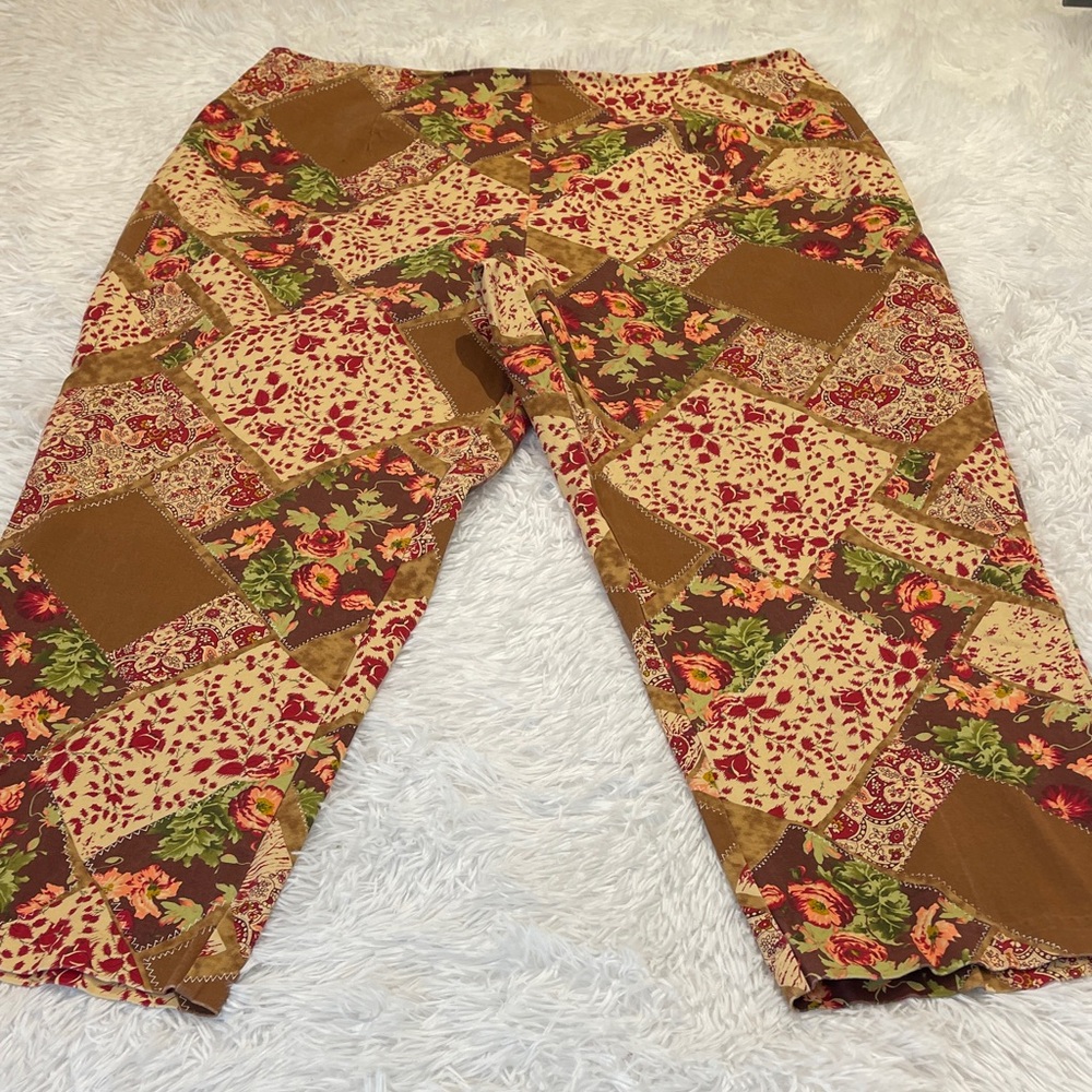 DAVID PAUL NEW YORK WOMENS VINTAGE SIZE 24 Patchwork Floral Pants